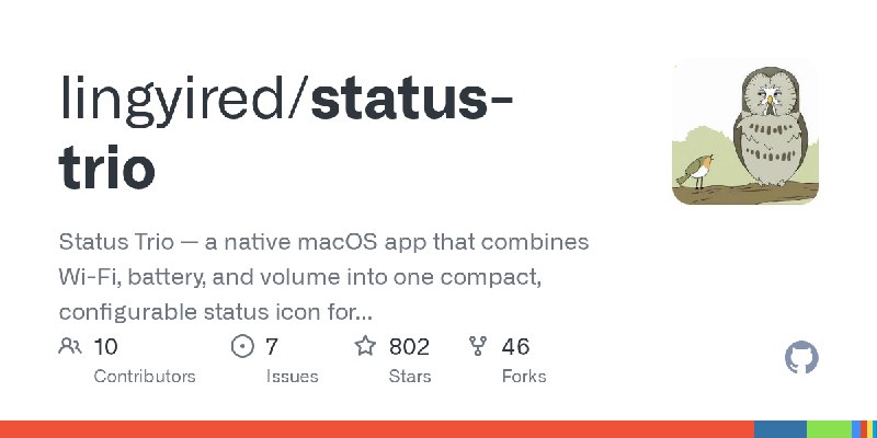 GitHub - lingyired/status-trio: Status Trio — a native macOS app that combines Wi-Fi, battery, and volume into one compact, configurable…